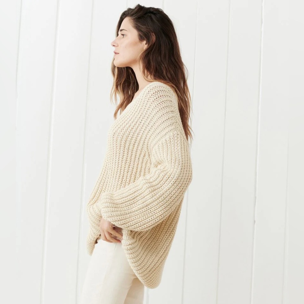 Jenni Kayne Cream Organic Cotton Fisherman Knit Sweater